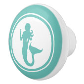 ティール（緑がかった色）の緑の人魚の海洋の創造物の陶磁器のノブ セラミックノブ (右)