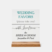 ティール（緑がかった色）の緑の結婚式の引き出物タイポグラフィ名澄ん アクリルサイン (正面)