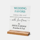 ティール（緑がかった色）の緑の結婚式の引き出物タイポグラフィ名澄ん アクリルサイン (傾斜)