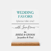 ティール（緑がかった色）の緑の結婚式の引き出物タイポグラフィ名 アクリルサイン (正面)