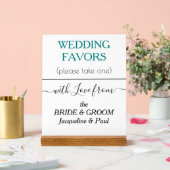 ティール（緑がかった色）の緑の結婚式の引き出物タイポグラフィ名 アクリルサイン (ウェディング)