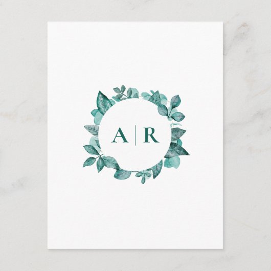 ティール（緑がかった色）の緑結婚の詳細の情報 エンクロージャーカード (裏面)