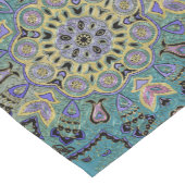 ティール(緑がかった色)の緑金ゴールドの紫色の五芒星の曼荼羅 ショートテーブルランナー (コーナー)