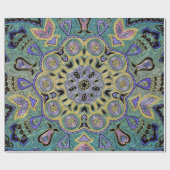 ティール（緑がかった色）の緑金ゴールドの紫色の五芒星の曼荼羅 ラッピングペーパー (フラット)