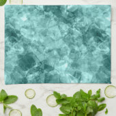 ティール（緑がかった色）の縮れたテクスチャ キッチンタオル (折り畳み)