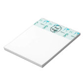 ティール（緑がかった色）の美容師のビジネスパターン ノートパッド (回転)