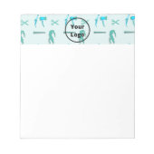 ティール（緑がかった色）の美容師のビジネスパターン ノートパッド (正面)