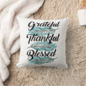 ティール(緑がかった色)の羽は感謝のパイロー賛美ウ クッション (ブランケット)