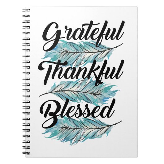 ティール（緑がかった色）の羽は感謝のパイロー賛美ウ ノートブック (正面)
