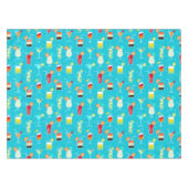 ティール（緑がかった色）の背景のカクテルパターン テーブルクロス (正面(横))
