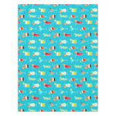 ティール（緑がかった色）の背景のカクテルパターン テーブルクロス (正面)