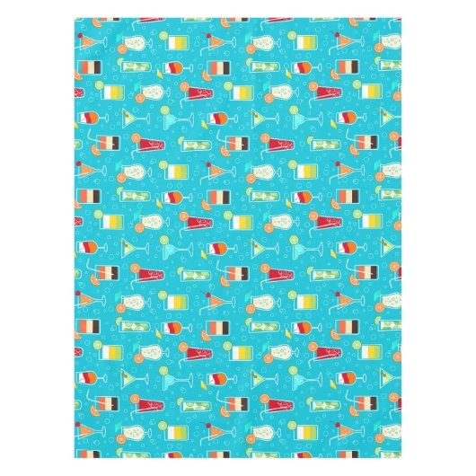 ティール（緑がかった色）の背景のカクテルパターン テーブルクロス (正面)