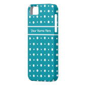 ティール（緑がかった色）の背景の予測できなく白い水玉模様 Case-Mate iPhoneケース (裏面左)