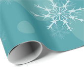 ティール（緑がかった色）の背景（白い雪片のラッピング） ラッピングペーパー (ロールコーナー)