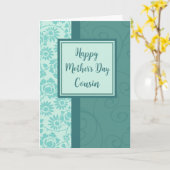 ティール（緑がかった色）の花いとこの幸せな母の日 カード (黄色い花)