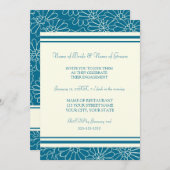 ティール（緑がかった色）の花の写真の婚約パーティの招待状 招待状 (正面/裏面)