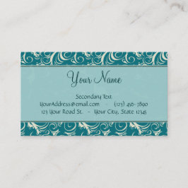 ティール（緑がかった色）の花の小束のクリームはモノグラムと及び縞で飾ります 名刺