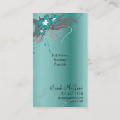 ティール(緑がかった色)の花の結婚式のエレガントな名刺のモノグラム 名刺 (裏面)