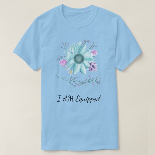 ティール（緑がかった色）の花を装備 Tシャツ (デザイン正面)