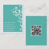 ティール（緑がかった色）の花個人的なQRの大きい名刺 名刺 (正面/裏面)
