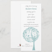 ティール（緑がかった色）の花盛りの木のベビーシャワーの招待状 招待状 (正面/裏面)