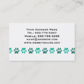 ティール（緑がかった色）の華美なティール（緑がかった色）の足のプリントパターン 名刺 (裏面)