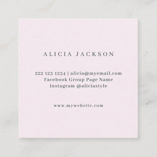 ティール（緑がかった色）の葉の水の色の個人用モダンスタイリスト スクエア名刺 (裏面)