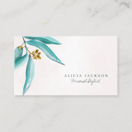 ティール（緑がかった色）の葉の水の色の個人用モダンスタイリスト 名刺