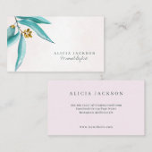 ティール（緑がかった色）の葉の水の色の個人用モダンスタイリスト 名刺 (正面/裏面)