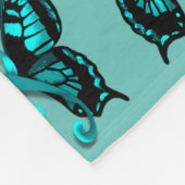 ティール(緑がかった色)の蝶認識度のフリースブランケット フリースブランケット (角)