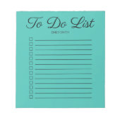 ティール（緑がかった色）の行き詰まったチェックボックスでモノグラムのメモ帳を実行 ノートパッド (正面)