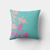 ティール（緑がかった色）の装飾用クッションのモダンなレトロの紫色のピンクのつる植物 クッション (裏面)