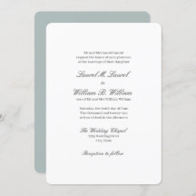 ティール（緑がかった色）の親の花嫁結婚式招待状