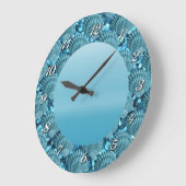 ティール(緑がかった色)の輝きの貝殻の円形の柱時計 ラージ壁時計 (傾斜)