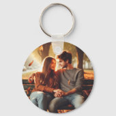 ティール(緑がかった色)の輝度:円キーチェーンを保存 キーホルダー (裏面)