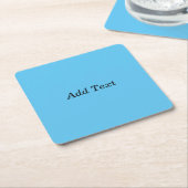 ティール（緑がかった色）の追加文字カスタムテンプレート スクエアペーパーコースター (アングル)