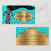 ティール（緑がかった色）の金ゴールドのアフリカ系アメリカ人の美容師のサロン 名刺 (正面/裏面)