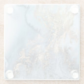 ティール（緑がかった色）の金ゴールドの大理石の金属ガラスコースター ガラスコースター (裏面)