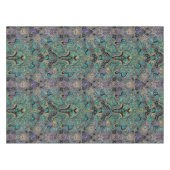 ティール（緑がかった色）の金ゴールドの紫色の黒い曼荼羅 テーブルクロス (正面(横))