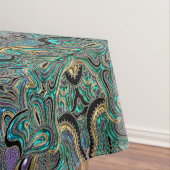 ティール（緑がかった色）の金ゴールドの紫色の黒い曼荼羅 テーブルクロス (インサイチュ)