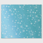 ティール（緑がかった色）の金属効果の雪片の包装紙 ラッピングペーパー (フラット)