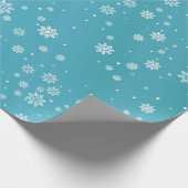 ティール（緑がかった色）の金属効果の雪片の包装紙 ラッピングペーパー (角)