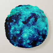 ティール（緑がかった色）の銀河系 ラウンドクッション (正面)