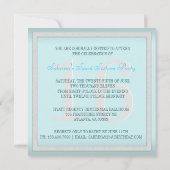 ティール（緑がかった色）の銀製のシマウマの招待のリボン及び宝石で飾られた弓 招待状 (裏面)