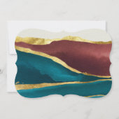 ティール(緑がかった色)の錆びた金ゴールドは私の花嫁になる 招待状 (裏面)