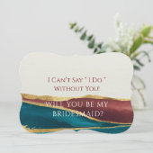 ティール(緑がかった色)の錆びた金ゴールドは私の花嫁になる 招待状 (スタンド正面)