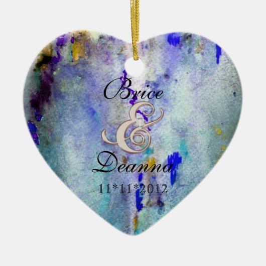 ティール（緑がかった色）の霧のシャンペンの結婚式の引き出物のオーナメント セラミックオーナメント (正面)