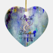 ティール（緑がかった色）の霧のシャンペンの結婚式の引き出物のオーナメント セラミックオーナメント (裏面)