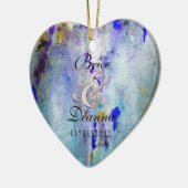 ティール（緑がかった色）の霧のシャンペンの結婚式の引き出物のオーナメント セラミックオーナメント (左)