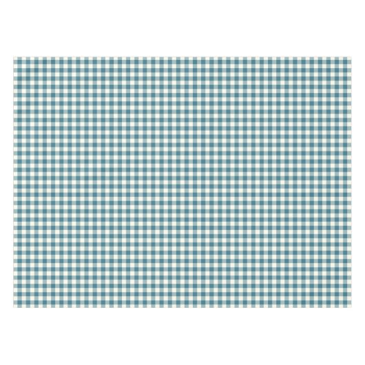 ティール（緑がかった色）の青いギンガムの綿のテーブルクロス テーブルクロス (正面(横))